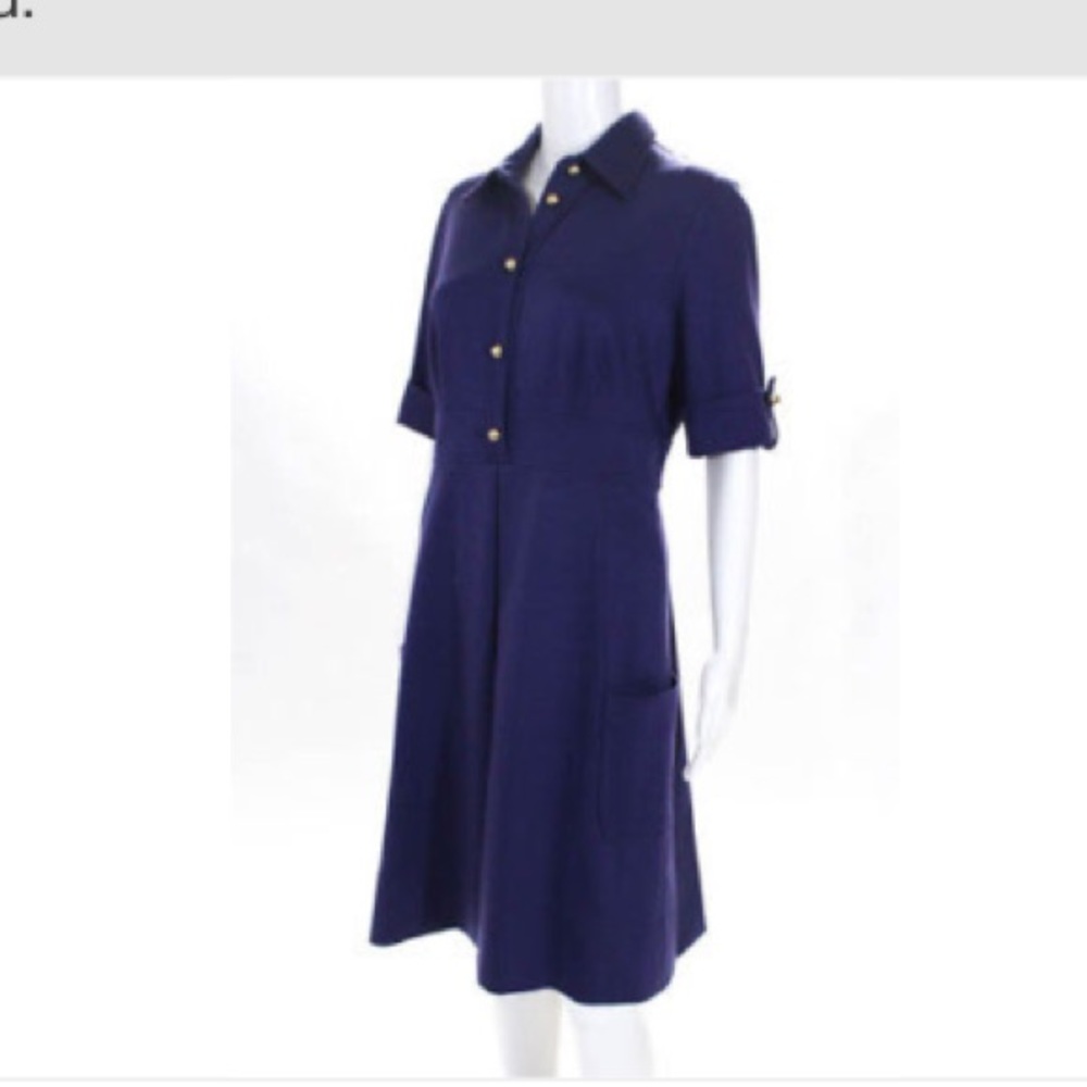 Shoshanna Purple knit dress with gold buttons
